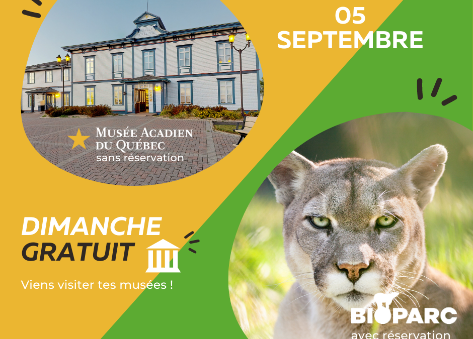 5 septembre · Visite gratuite du Musée et du Bioparc