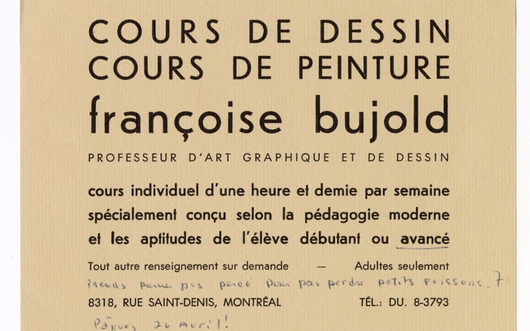 Tract de Françoise Bujold – cours d’art | Art course flyer |