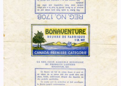 Papier d’emballage de la beurrerie de Bonaventure | Butter factory wrapping paper |