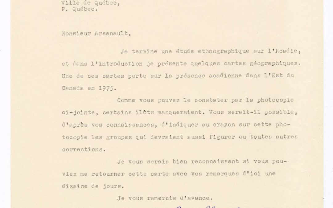 Correspondance entre Bona Arsenault et Jean-Claude Dupont | Correspondence |