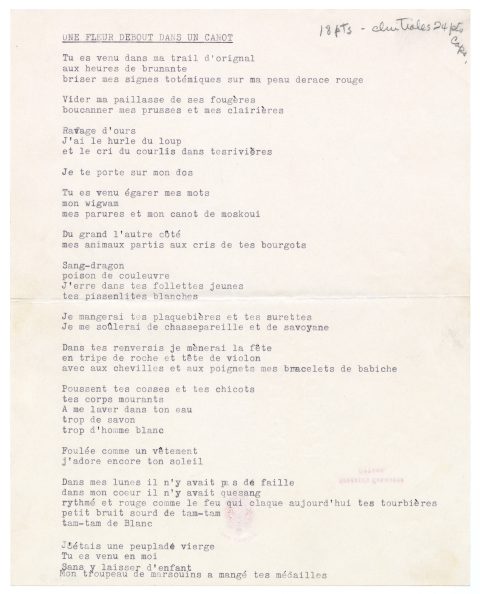 Poème de Françoise Bujold « Une fleur debout dans un canot »