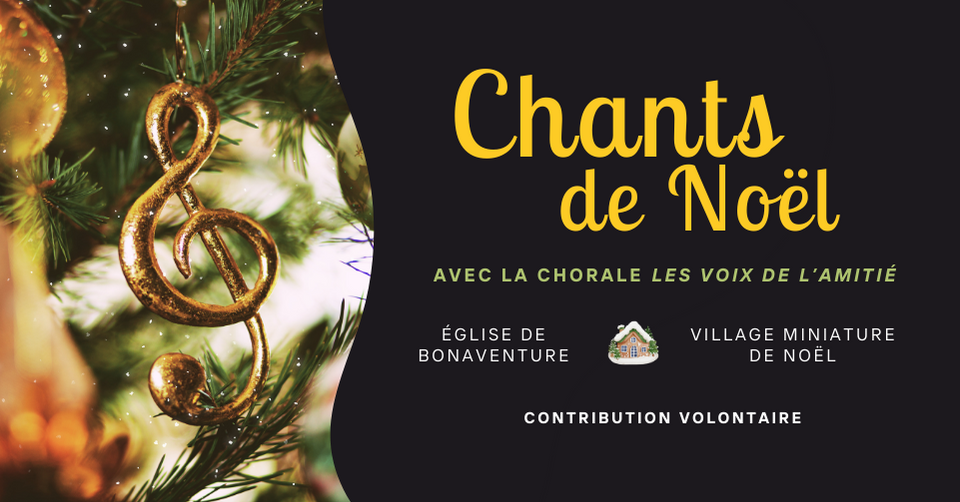 Activité de Noël organisée par le  Musée acadien du Québec. Chants de Noël avec la chorale Les Voix de l'Amitié à l'église de Bonaventure.